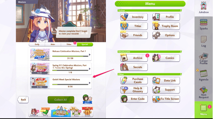 Click on Golshi Mode Special Missions