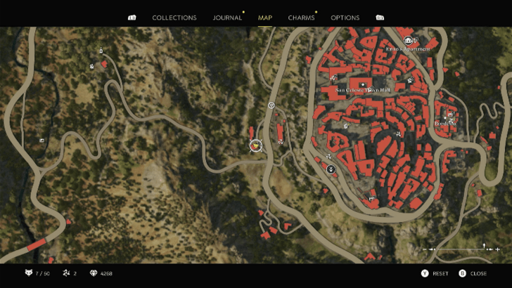 Mystery Fox 8 On the wooden barrel table on the house west of San Celeste. Map Location