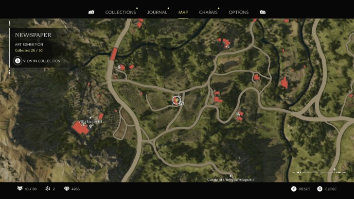 Art Exhibition Found on the brown wooden table at the house east of Villa Ludovici. Map Location