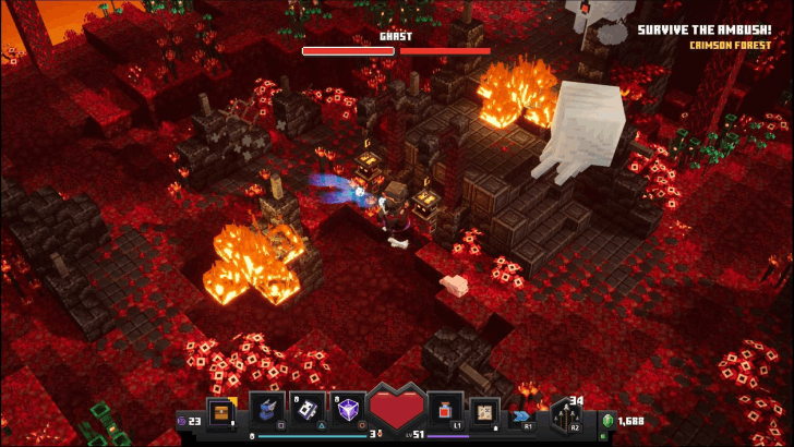 Minecraft Dungeons - Crimson Forest Ghast Boss Fight