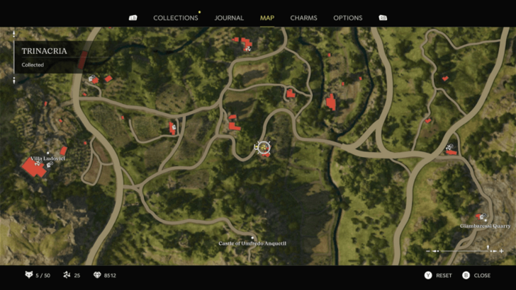 Trinacria 23 Found above the door between two houses south of the Torrisi Fast Travel point. Map Location