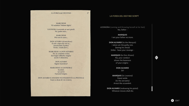 La Forza del Destino Script