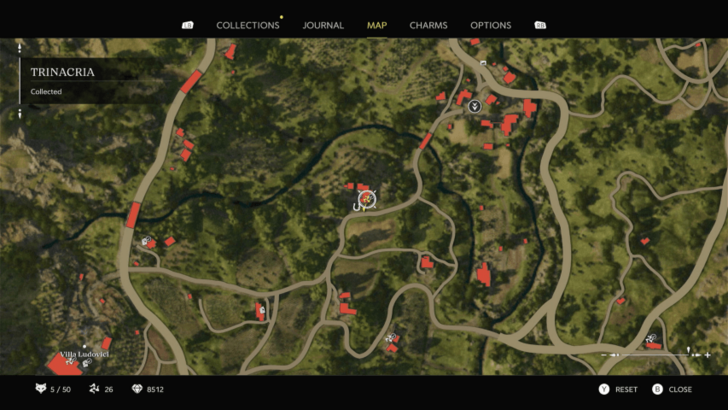 Trinacria 24 Found above the door beside a house southwest of the Torrisi Fast Travel point, which is just past the bridge. Map Location