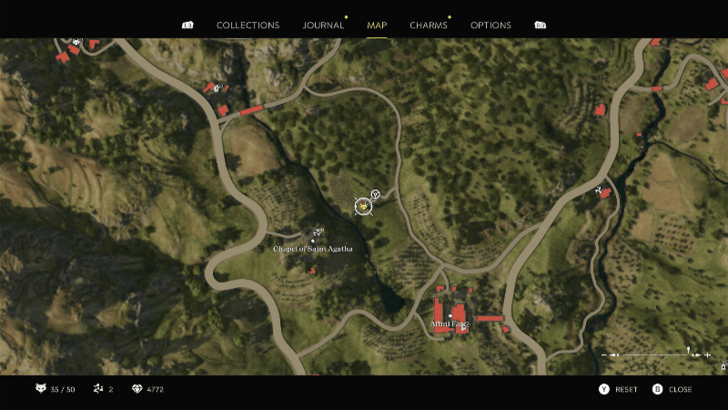 Mystery Fox 37 On the wooden bench at the isolated house south of San Celeste and east of Chapel of Saint Agatha. Map Location