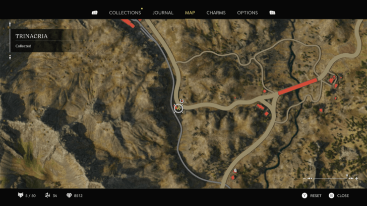 Trinacria 32 Found hanging on a wall of a small house with a green door just south of Collezolfo Sulfur Mine. Map Location