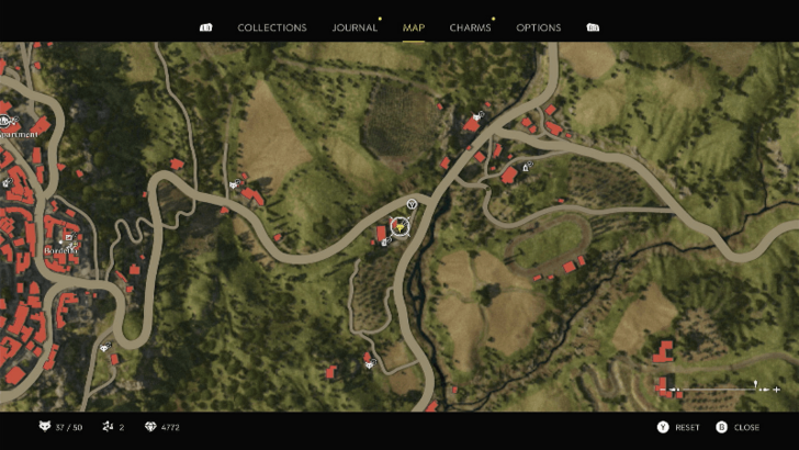 Mystery Fox 39 Beside the barrel and wheelbarrow at the tall house east of San Celeste. Enter the house via the black gate and and head right towards the wooden fence. Map Location