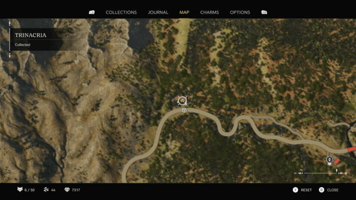 Trinacria 42 Found on a wall of a house with animal skulls just northwest of Fontanella Fast Travel point.  Map Location