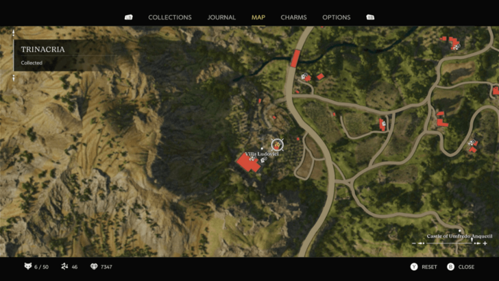 Trinacria 44 Found on a wooden table inside a building within Villa Ludovici. You