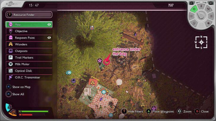 Under the Green Bag Entrance Location