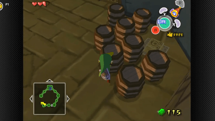 switch that unlocks the cell with the Piece of Heart