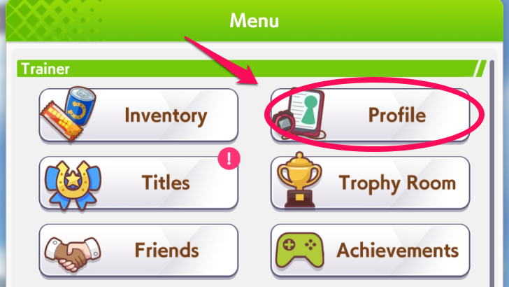 Tap "Profile" from the Menu