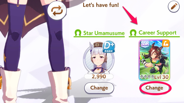 Select "Change" under "Career Support."