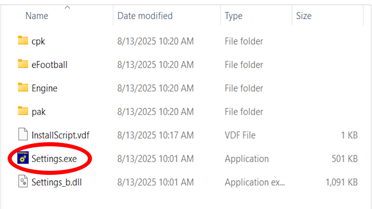 Open Settings Executable File