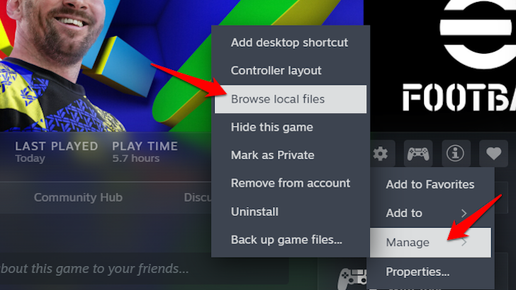 Steam Page Select Browse Local Files