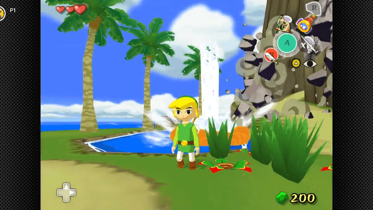 destroying the first boulder with a Bomb Flower