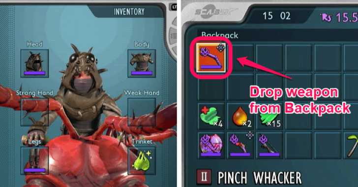 Grounded 2 Drop Weapon from Backpack