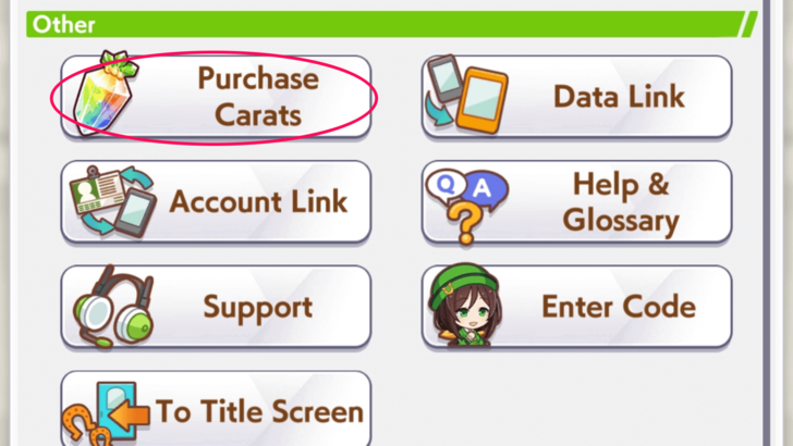 Select "Purchase Carats" under Menu