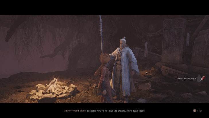 Speak with the White-Robed Elder in Hillswatch Cave