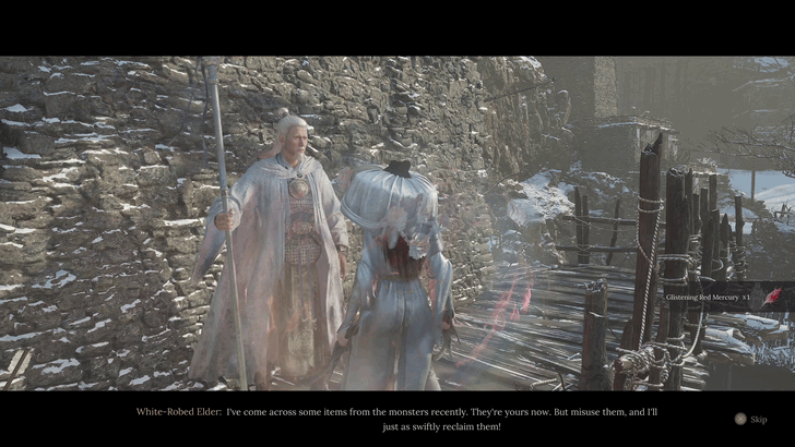 Speak with the White-Robed Elder in Cloudspire Outskirts