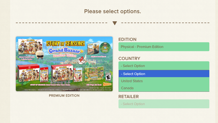 Story of Seasons Grand Bazaar - Ordering Online