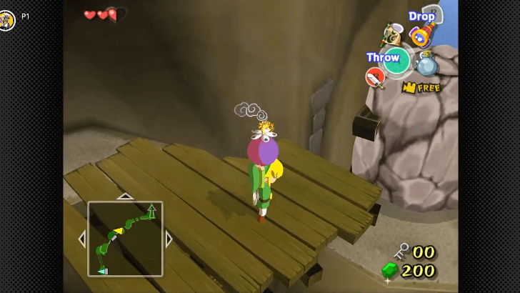 throwing a Bomb Flower on the boulder below