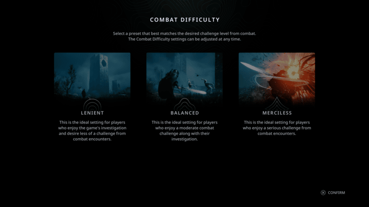 Difficulty Settings Opening