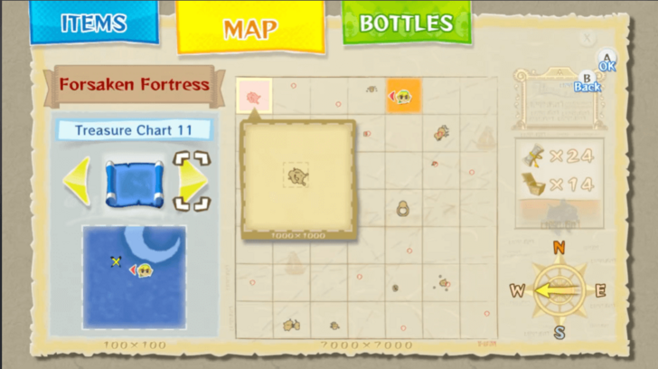 Crescent Moon Island Treasure Chart Heart Piece map location