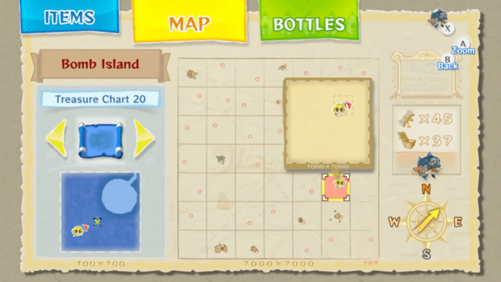 Bomb Island Treasure Chart Heart Piece map location