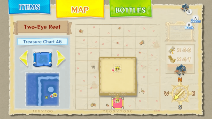 Two-Eye Reef Treasure Chart Heart Piece map location
