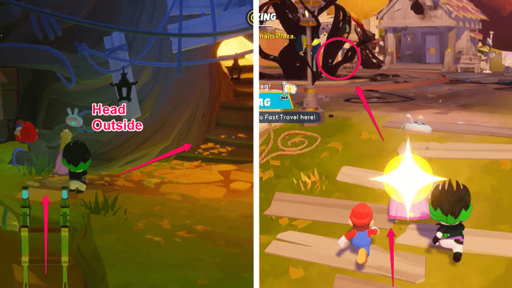 11 Mario Rabbids Sparks of Hope - The Fallen King Head Outside to Town Plaza