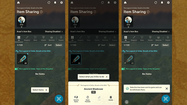 Send Item to Breath of the Wild