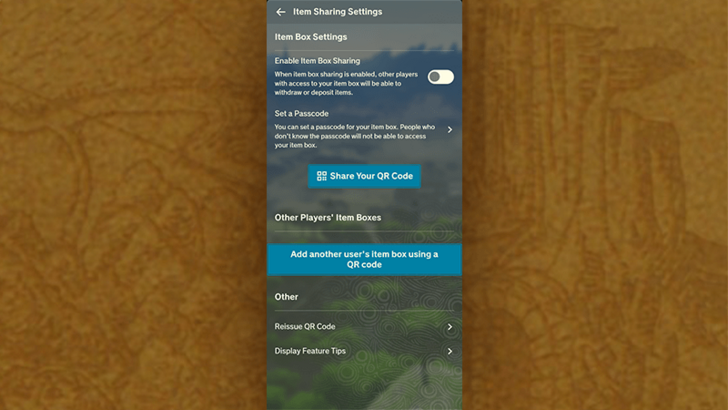 Enable Item Box Sharing on Zelda Notes