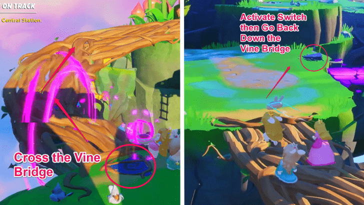 Mario Rabbids Sparks of Hope - 23 Stay on Track Activate Switch Go Back Down Vine Bridge
