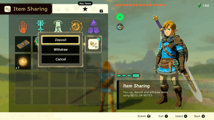 Deposit Items to Zelda Notes