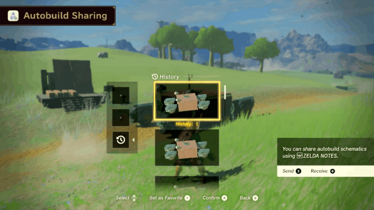 Select the Autobuild Design In-Game and Send to Zelda Notes