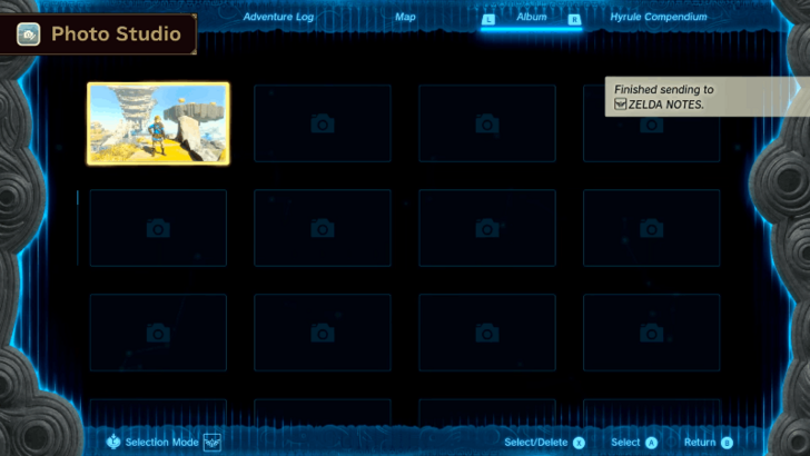 Send Photos from the In-Game Album