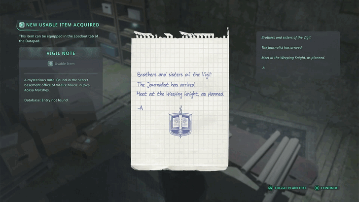 Hell is Us Vigil Note