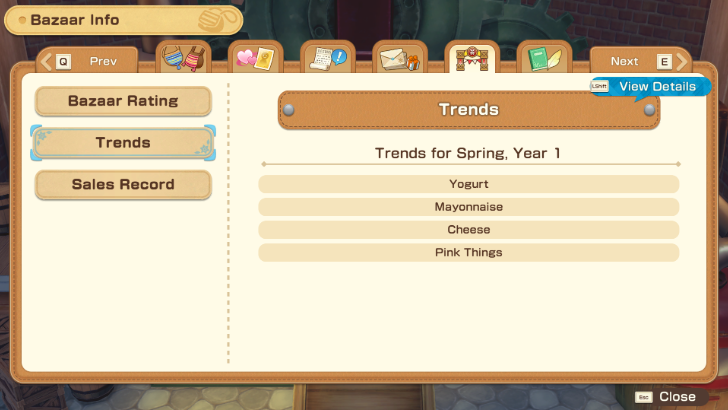 Story of Seasons Grand Bazaar - Bag Menu.png