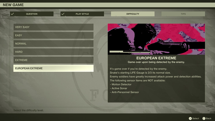 Selecting Difficulty