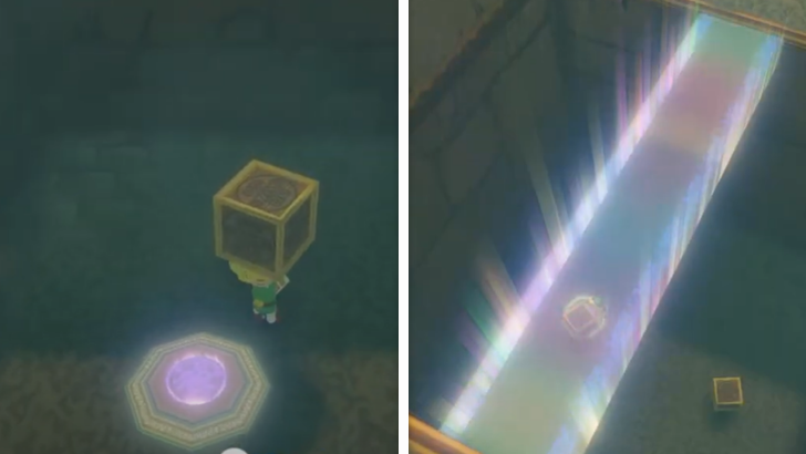 Place a box on the button to create a bridge