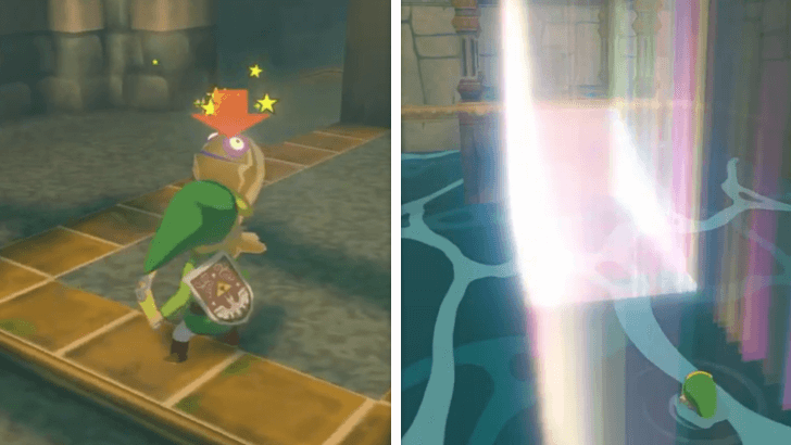 Defeat the Yellow ChuChus to reveal the stairs