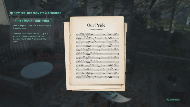 Hell is Us - Take the music sheet on top of the piano in Jova Java