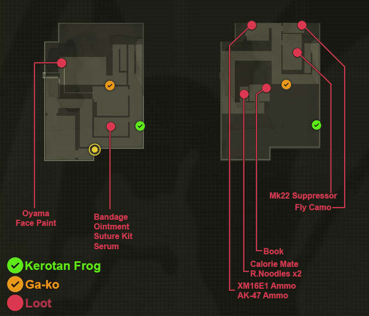 Graniny Gorki Lab 1F 2F Loot Map - Operation Snake Eater