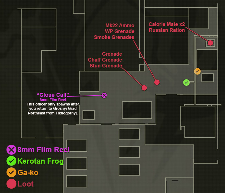 Groznyj Grad Northeast Loot Map - Operation Snake Eater