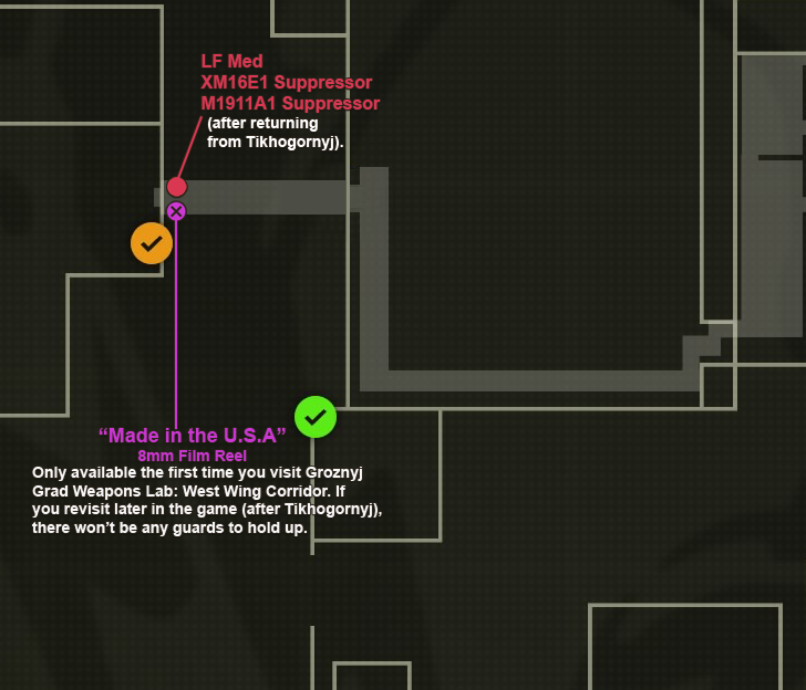 Groznyj Grad West Wing Corridor Loot Map