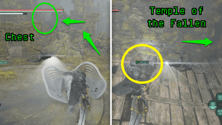 Overgrown - Directions to the Overgrown Chest at the Temple of the Fallen