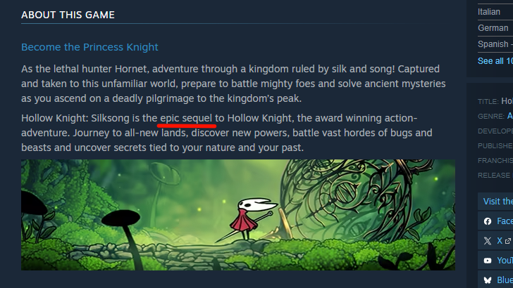 Silksong is a Sequel