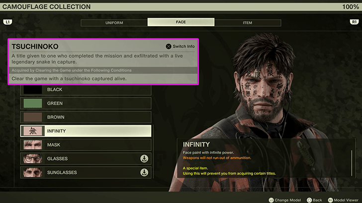 Tsuchinoko Title and Face Paint