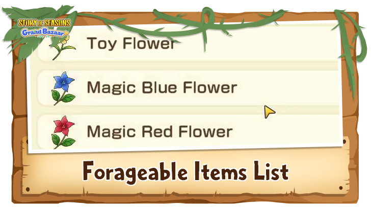 Story of Seasons Grand Bazaar - Forageable Items List