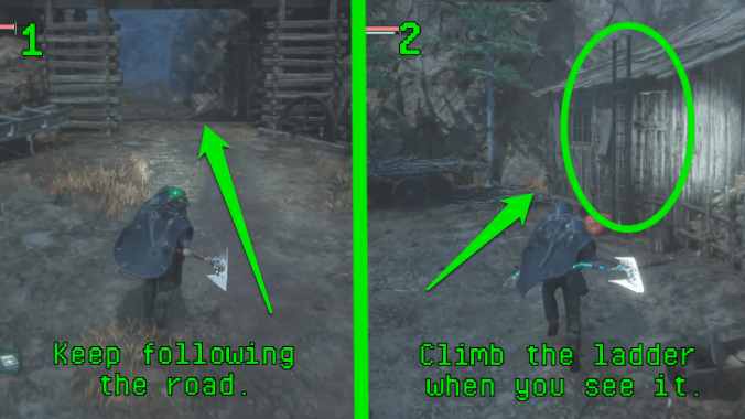 Hell is Us - Follow the road near the Timeloop until you find the ladder